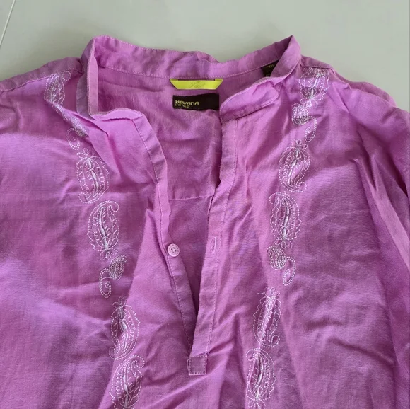 Havana Nines Embroidered Long-Sleeved Shirt - Orchid And White - 3XL - Picture 3 of 5